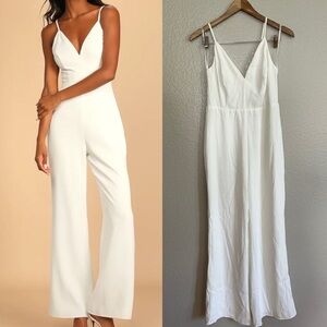 Follow My Heart Ivory Lace Sleeveless Wide-Leg Jumpsuit